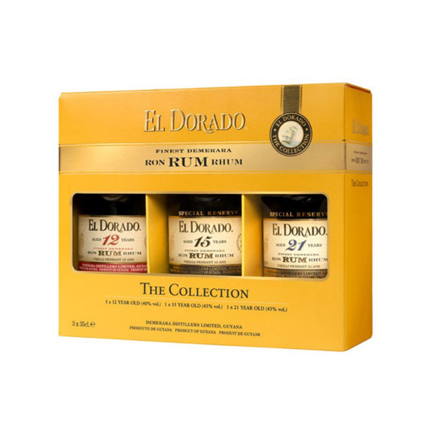 EL DORADO Finest Traditional Guyana Rhum Gift Set 12yo/15yo/21yo (3x35cl) 40%abv NO DISCOUNT Image