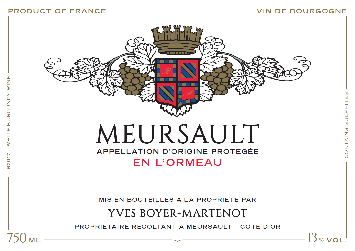 DOMAINE YVES BOYER-MARTENOT Meursault En L'Ormeau 2023 CASE x 6 Bottles - PRE-RELEASE Image