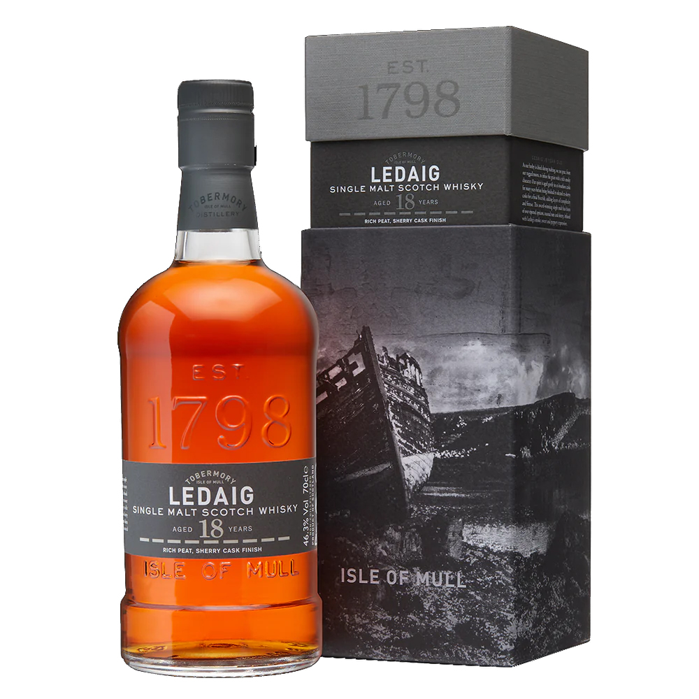 LEDAIG by Tobermory 18 Year Old - Isle of Mull Single Malt Whisky Bottle (70cl) 46.3%abv - NO DISCOUNT Image