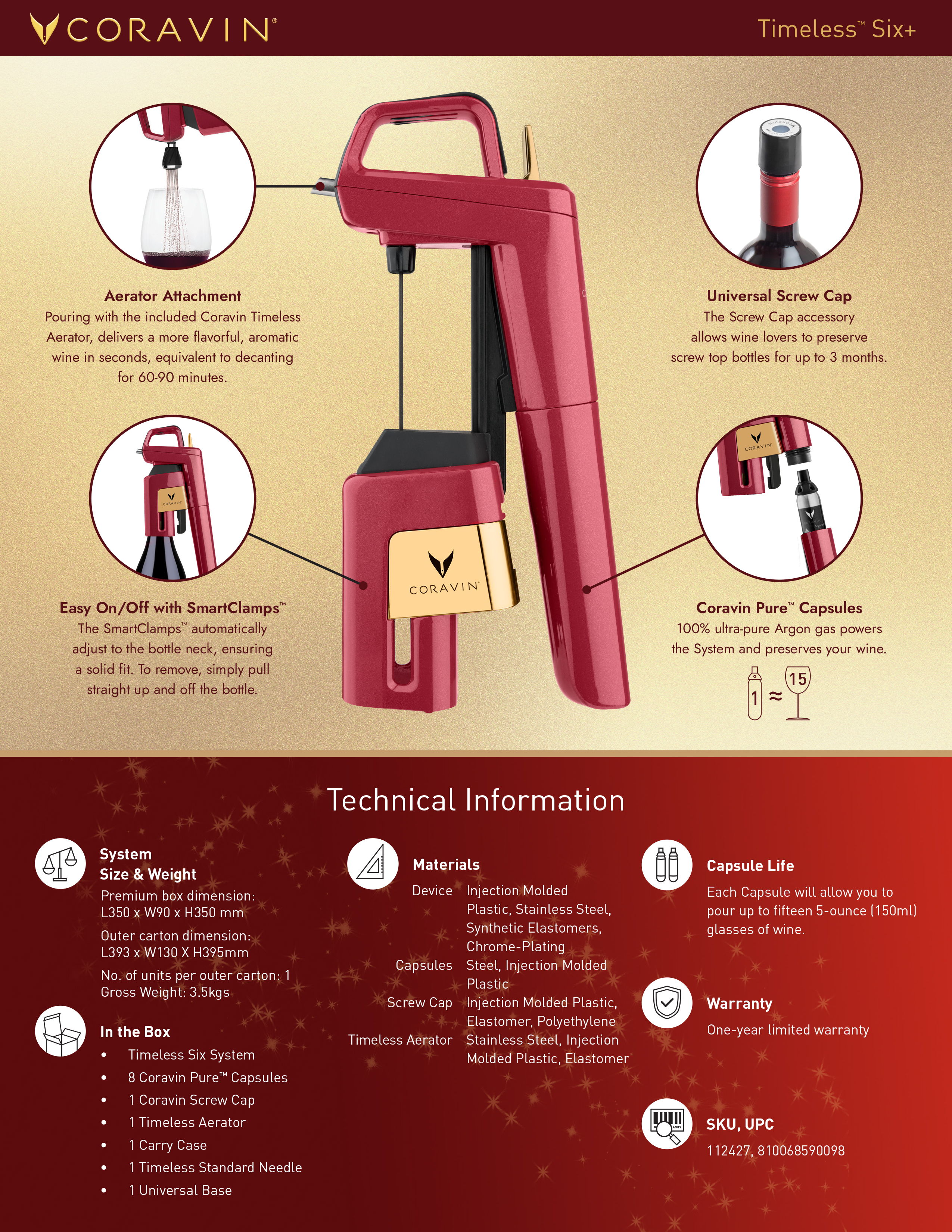 CORAVIN Timeless Model Six Preservation System in Lotus Red Limited Edition Premium Gift Set (112427) Image