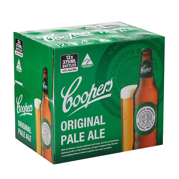 COOPERS Original Pale Ale (Green Label) - South Australia CASE x 12 Bottles (375ml) 4.5%abv bbe06/26 Image