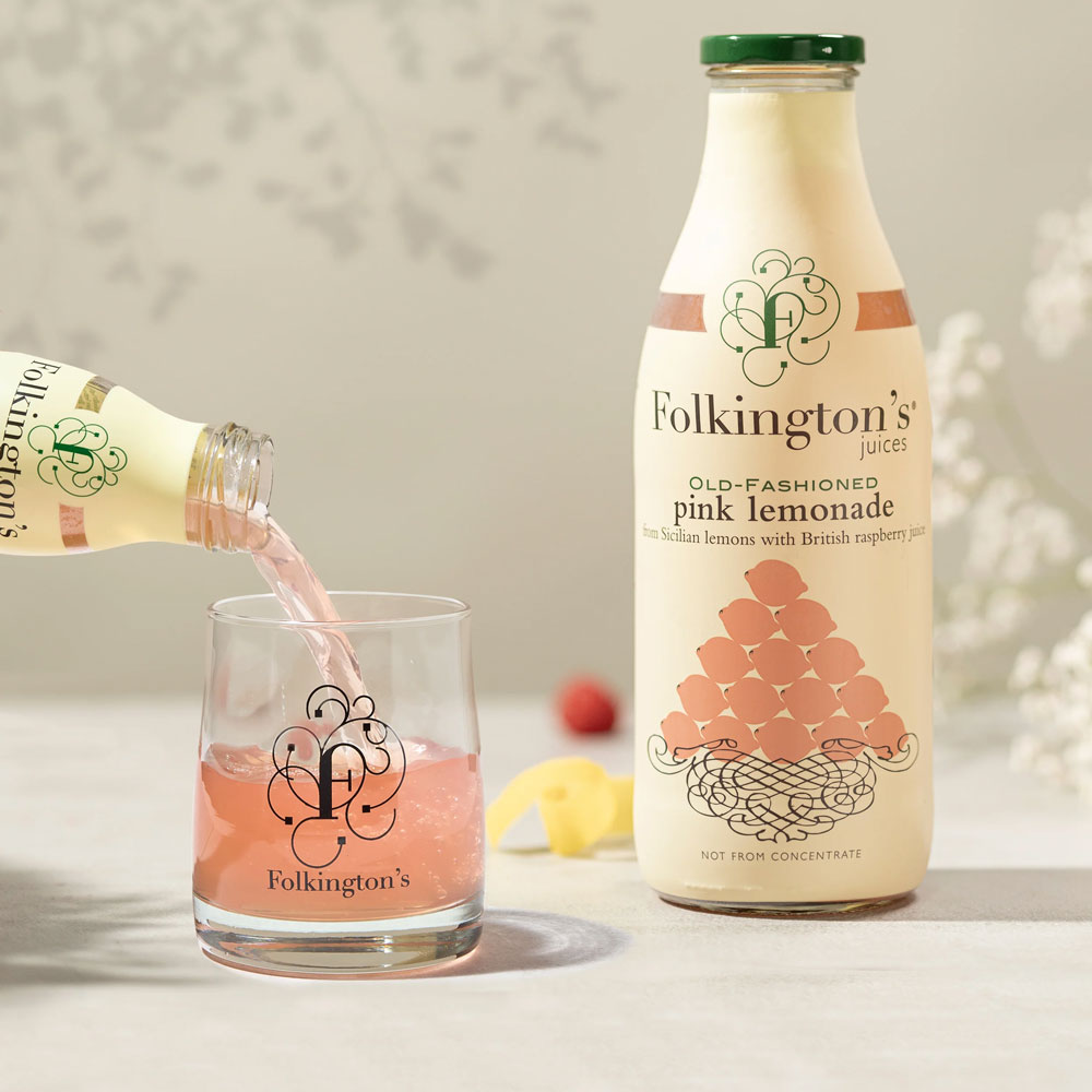 FOLKINGTONS Old-Fashioned Pink Lemonade, Sicilian Lemon/English Raspberry 250ml Bottle Image