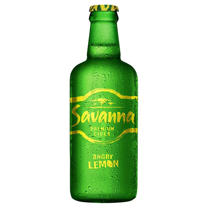 SAVANNA Angry Lemon Flavour Dry Cider from South Africa CASE x 24 Bottles (330ml) 5%abv (los) Image