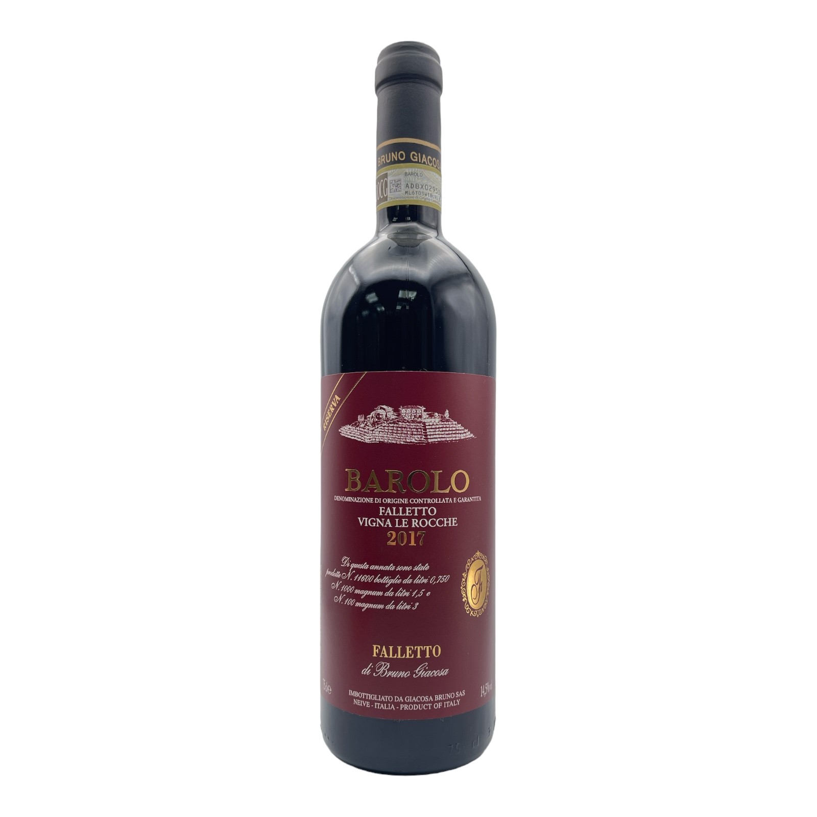 BRUNO GIACOSA Barolo Riserva 'Falletto' Vigna le Rocche DOCG - Piedmont 2017 Bottle - NO DISC Image