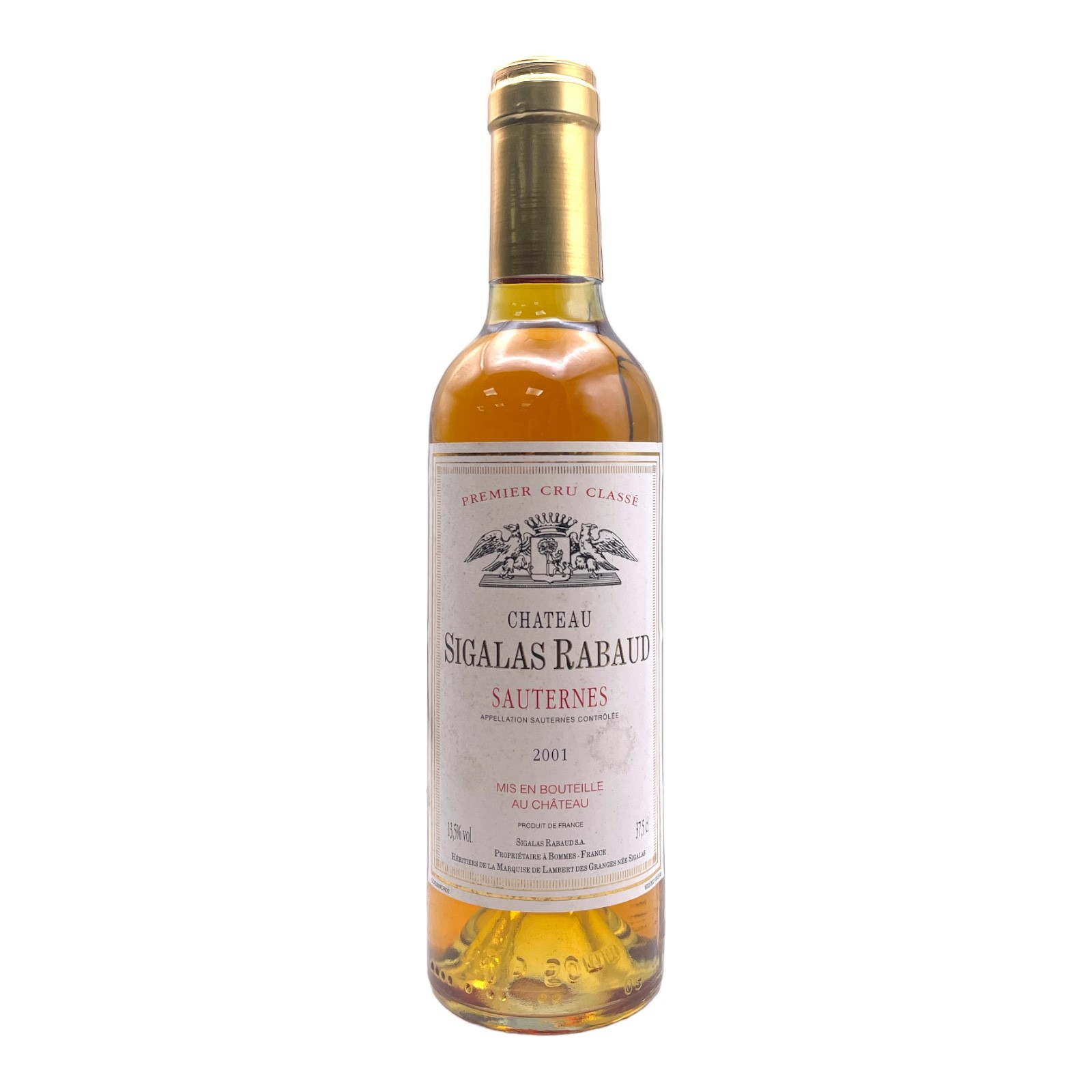 CHATEAU SIGALAS-RABAUD 1er Grand Cru Sauternes 2001 HALF (los) Image