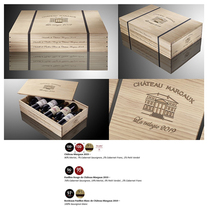 CHATEAU MARGAUX La Trilogie 2019 Wooden Case x 6 Bottles - NO DISCOUNT Image