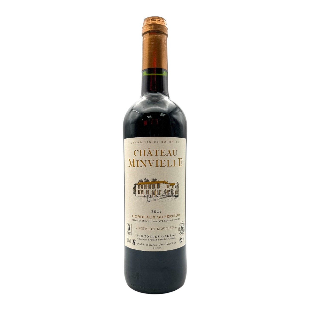 OLIVIER CAZENAVE Chateau Minvielle Rouge AOC Bordeaux Superieur 2020 Bottle VGN Image