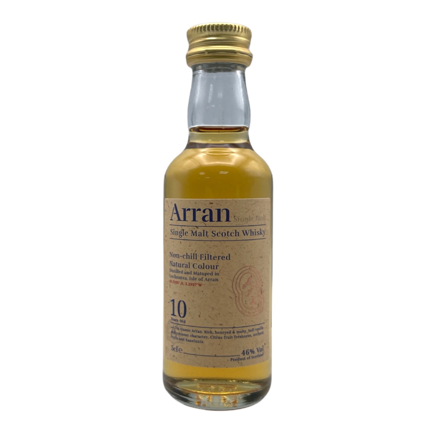 ARRAN 10 Year Old Island Single Malt Scotch Whisky Miniature (5cl) 46%abv (los) Image