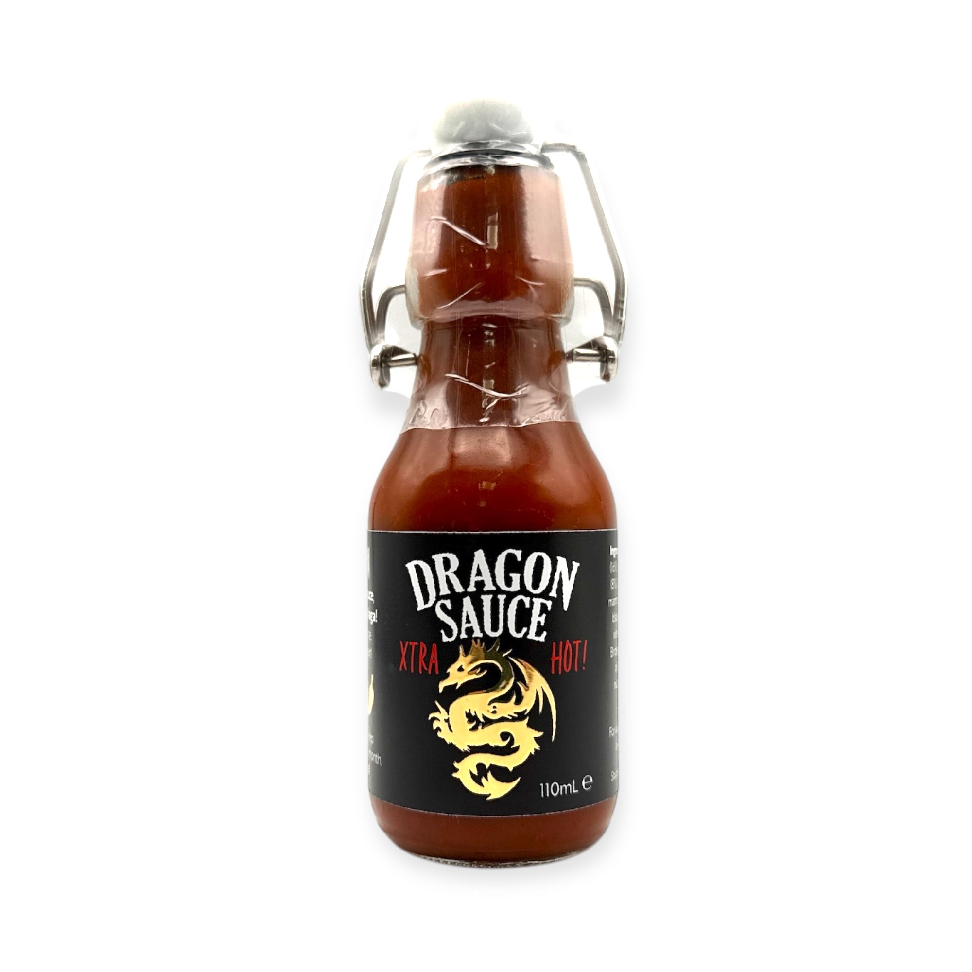 DRAGON SAUCE Black Dragon 'Xtra Hot!' Rich, Smoky & Intense Spicy Chilli Hot Sauce (110ml) Bottle (Made in Jersey) Image