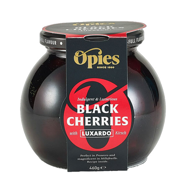 OPIES Black Cherries with Luxardo Kirsch 460g Jar  Image