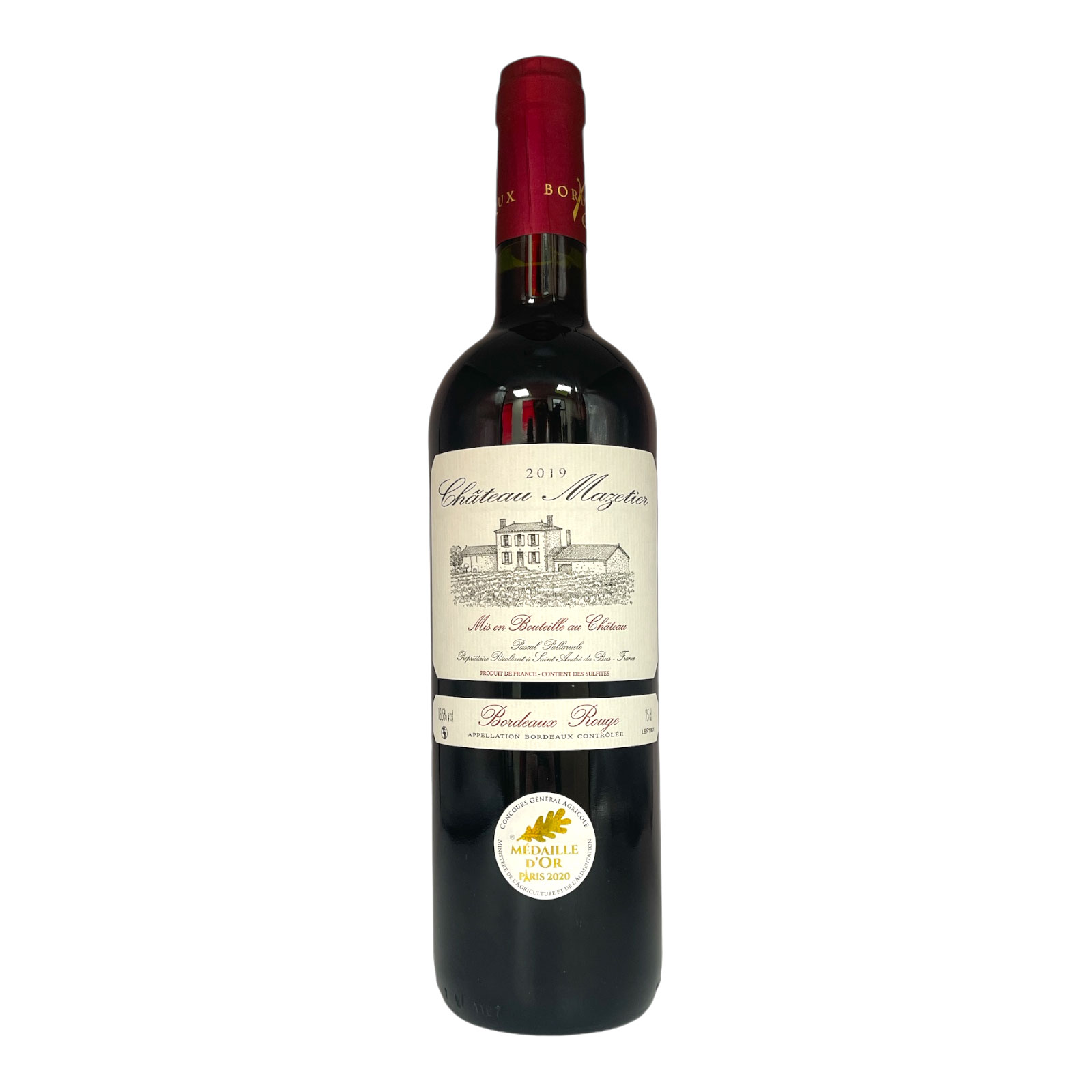CHATEAU MAZETIER Bordeaux Rouge AOC 2020 Bottle/nc (60% Merlot/Cabernet Sauvignon) Image